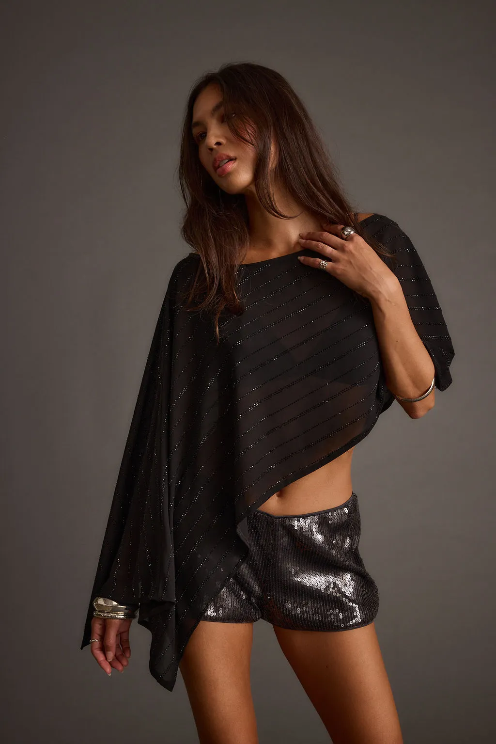 Oasis Black Rhinestone Shawl sold by 12th Tribe