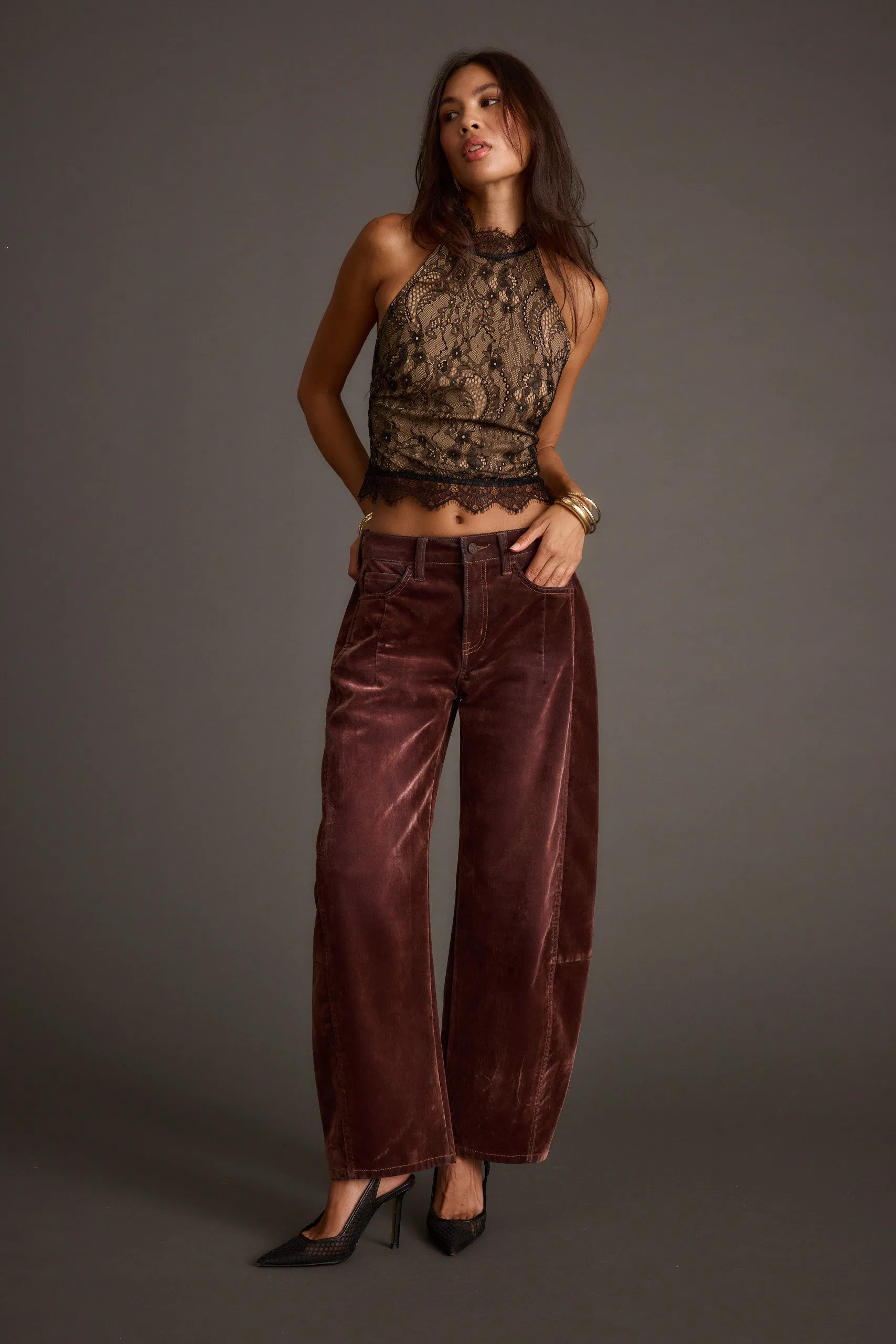 Vivette Black Lace Mock Neck Halter Top sold by 12th Tribe product image thumbnail 2