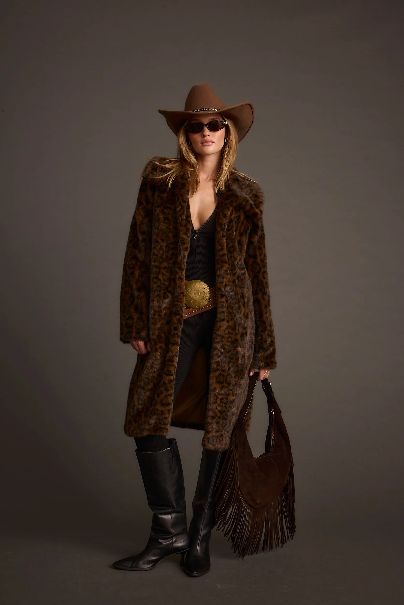 Rochelle Leopard Faux Fur Coat sold by 12th Tribe product image thumbnail 2