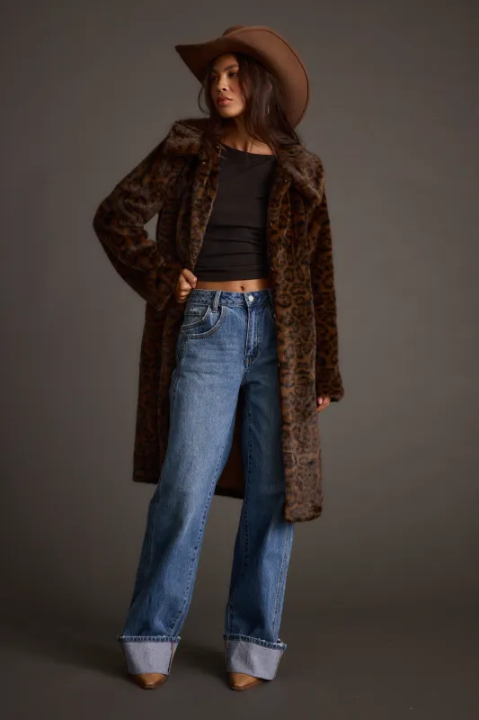 Rochelle Leopard Faux Fur Coat made by privy