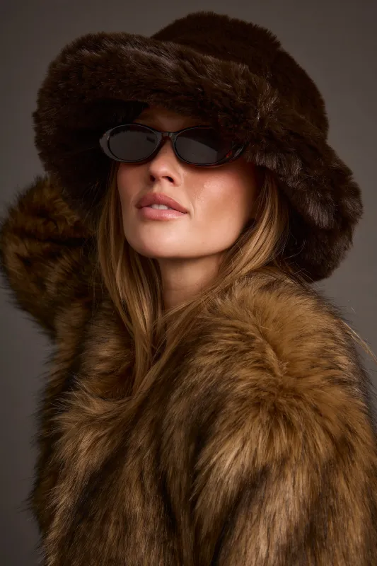 Bucket Down Espresso Faux Fur Hat sold by 12th Tribe