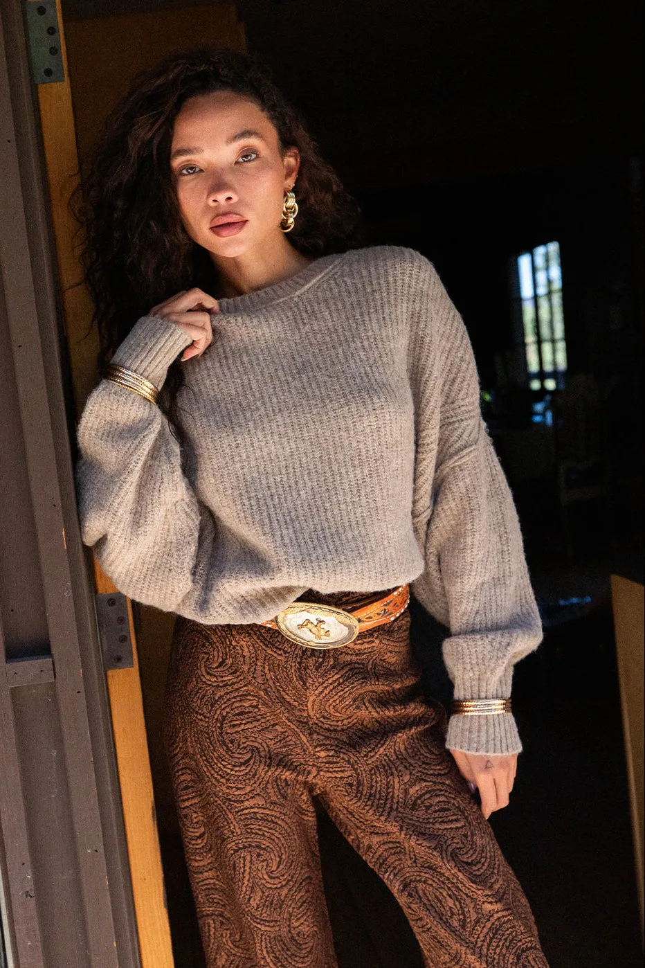 Shae Taupe Pullover Sweater sold by 12th Tribe