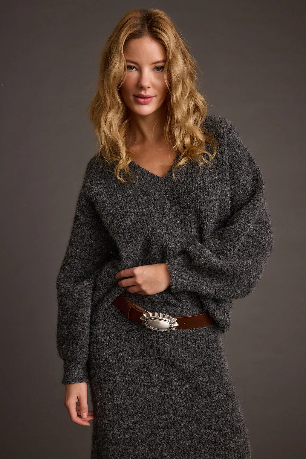 Glacier Charcoal V Neck Sweater sold by 12th Tribe product image thumbnail 4