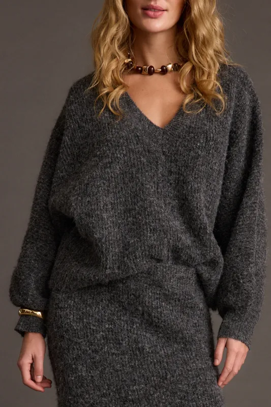 Glacier Charcoal V Neck Sweater sold by 12th Tribe