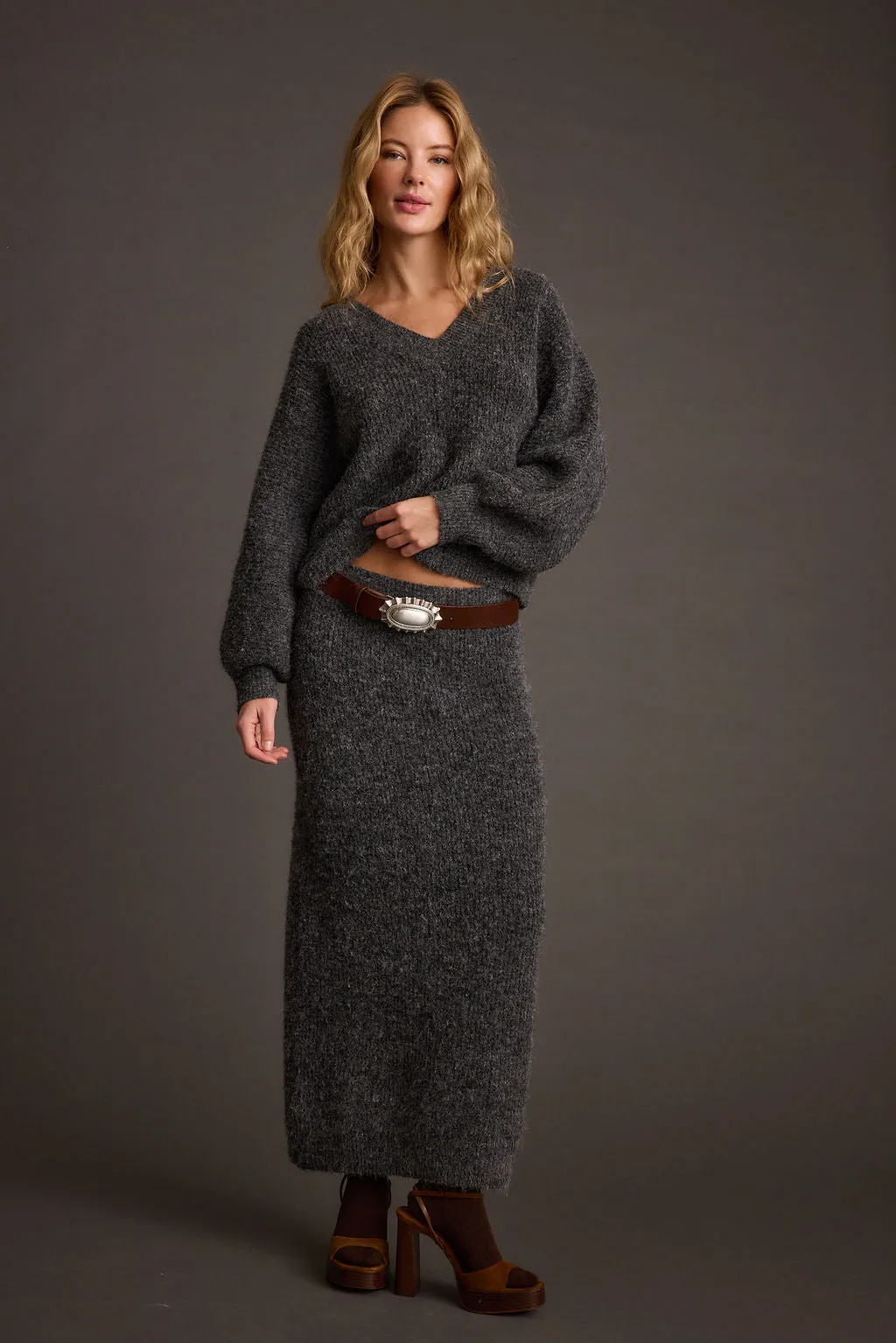 Glacier Charcoal V Neck Sweater sold by 12th Tribe product image thumbnail 5