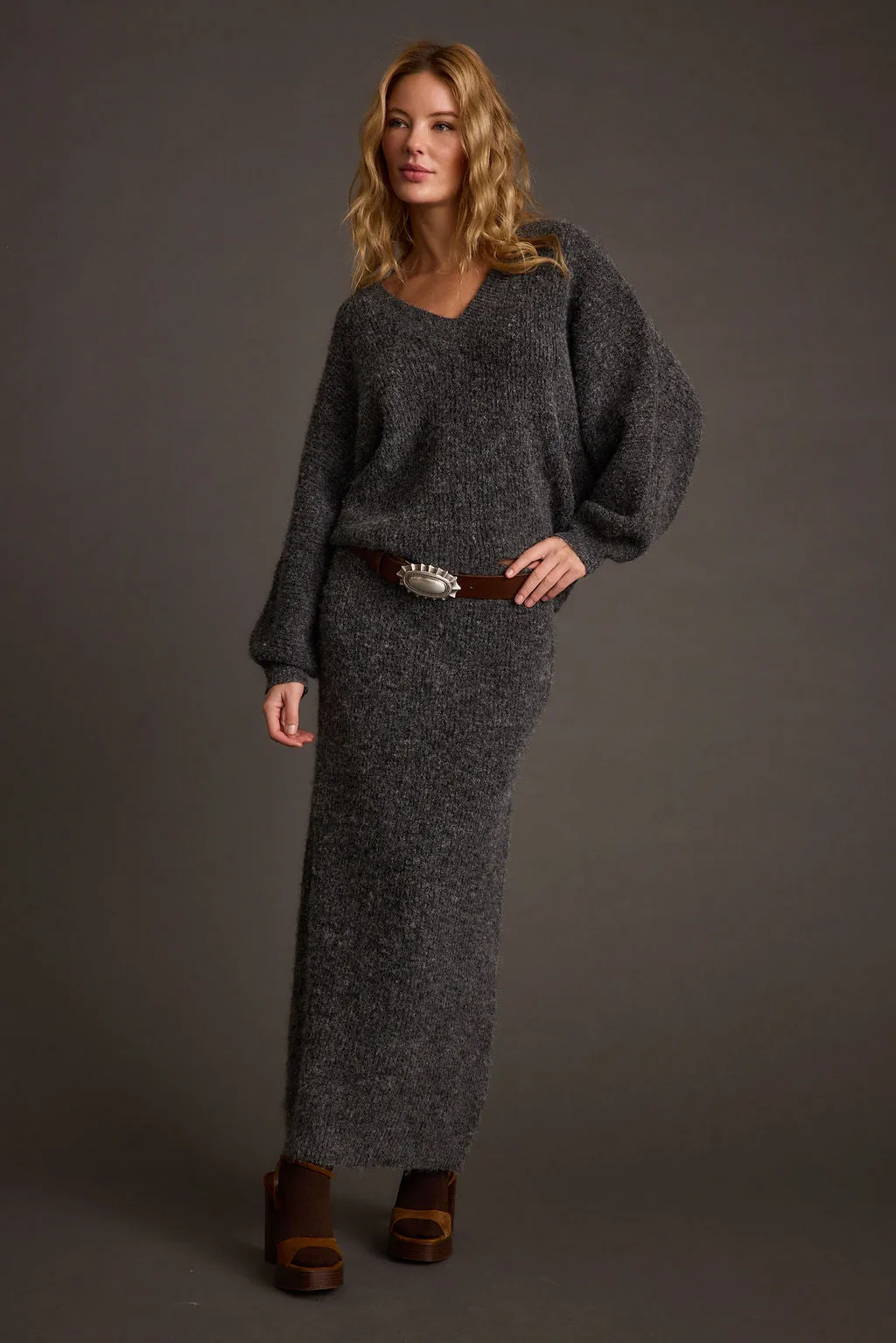 Glacier Charcoal V Neck Sweater sold by 12th Tribe product image thumbnail 3