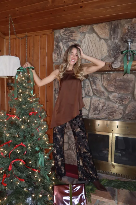 Linden Mocha Asymmetrical Halter Top sold by 12th Tribe