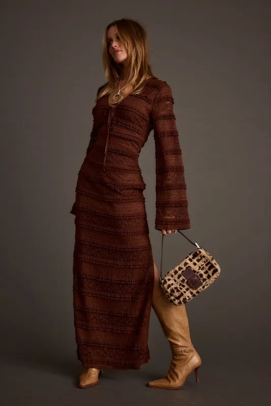 Melrose Ivory Long Sleeve Lace Maxi Dress | Parallel