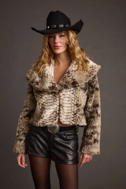 Wild Heart Snake Print Faux Fur Jacket sold by 12th Tribe