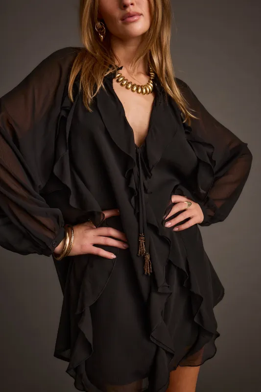 Alice Black Chiffon Mini Dress made by 12th Tribe