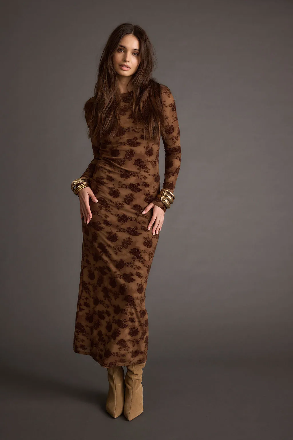 Casanova Brown Floral Maxi Dress sold by 12th Tribe product image thumbnail 4