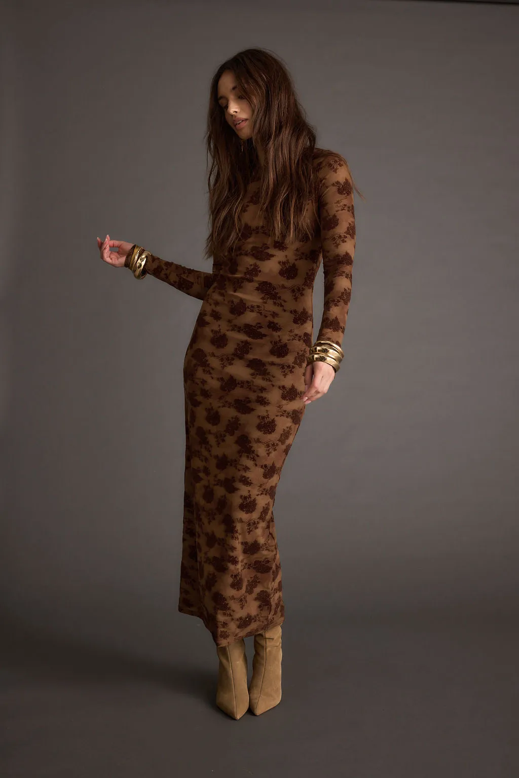 Casanova Brown Floral Maxi Dress sold by 12th Tribe product image thumbnail 3