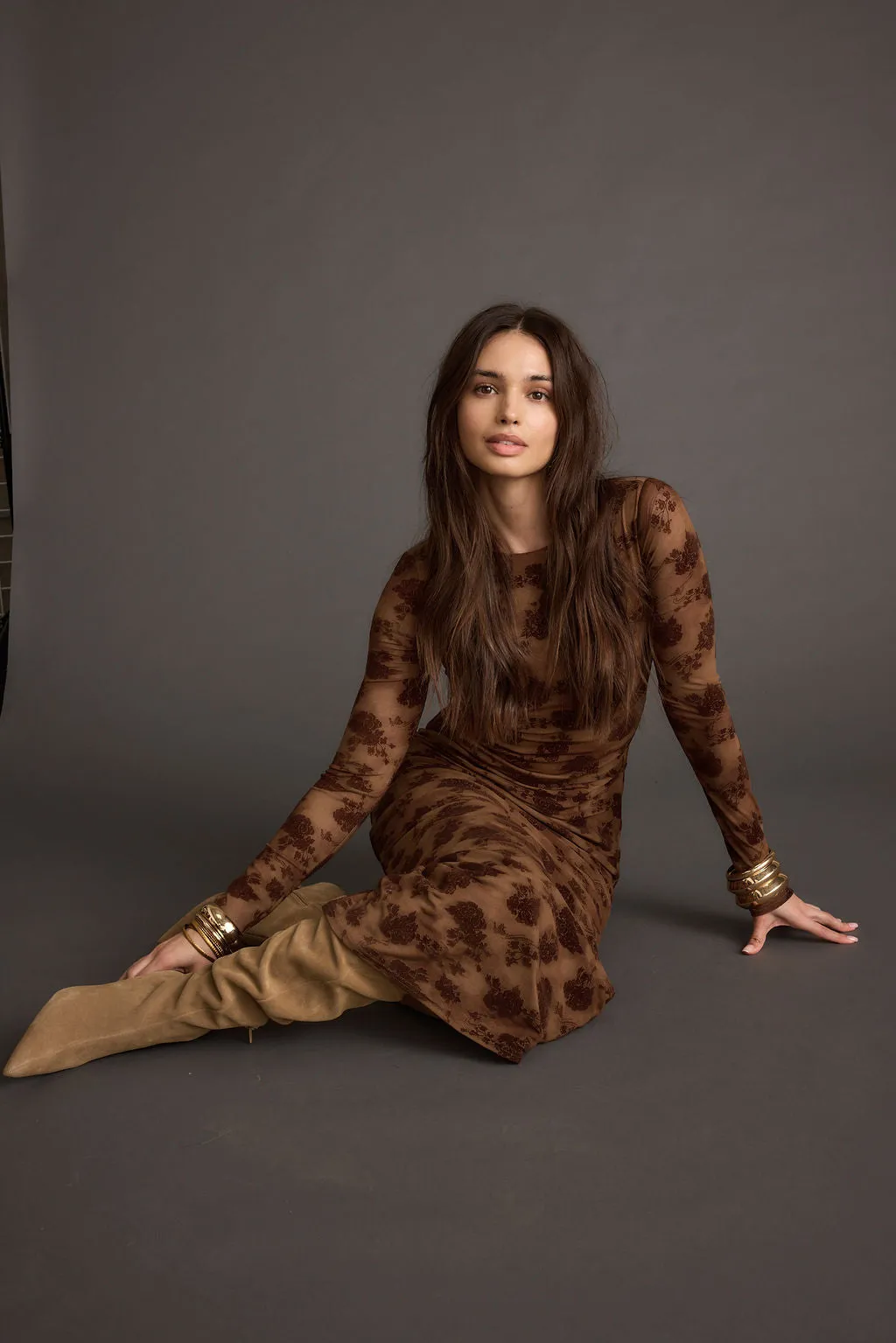 Casanova Brown Floral Maxi Dress sold by 12th Tribe product image thumbnail 5