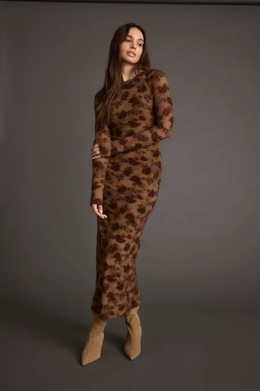 Casanova Brown Floral Maxi Dress sold by 12th Tribe