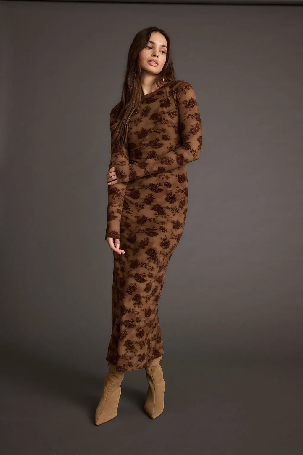 Casanova Brown Floral Maxi Dress sold by 12th Tribe