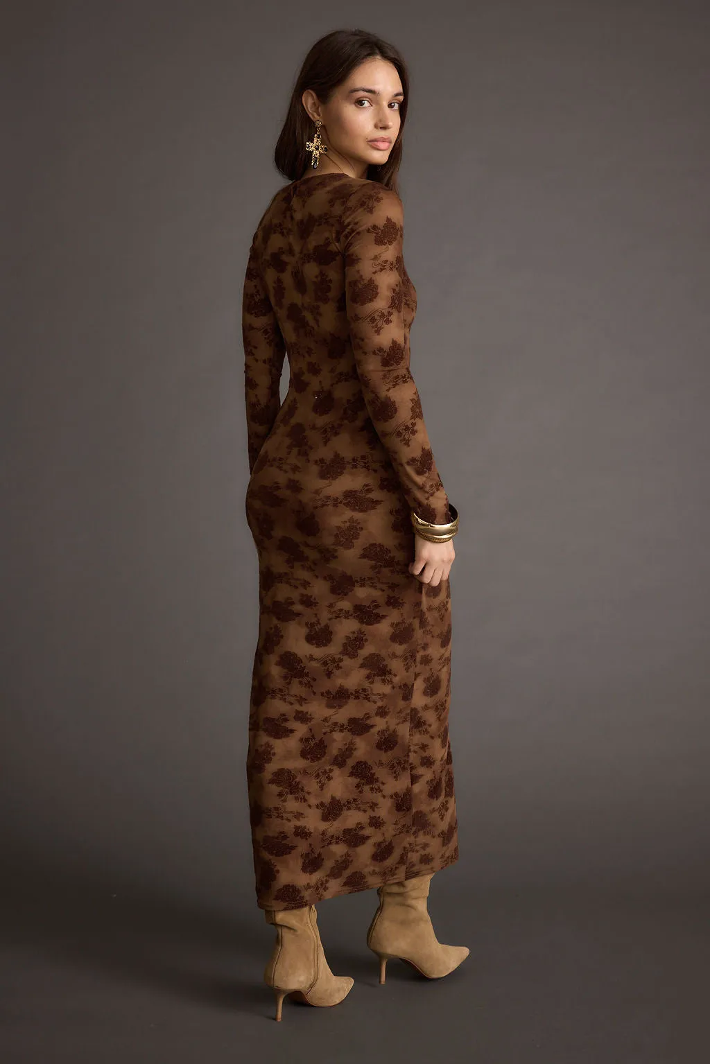 Casanova Brown Floral Maxi Dress sold by 12th Tribe product image thumbnail 2
