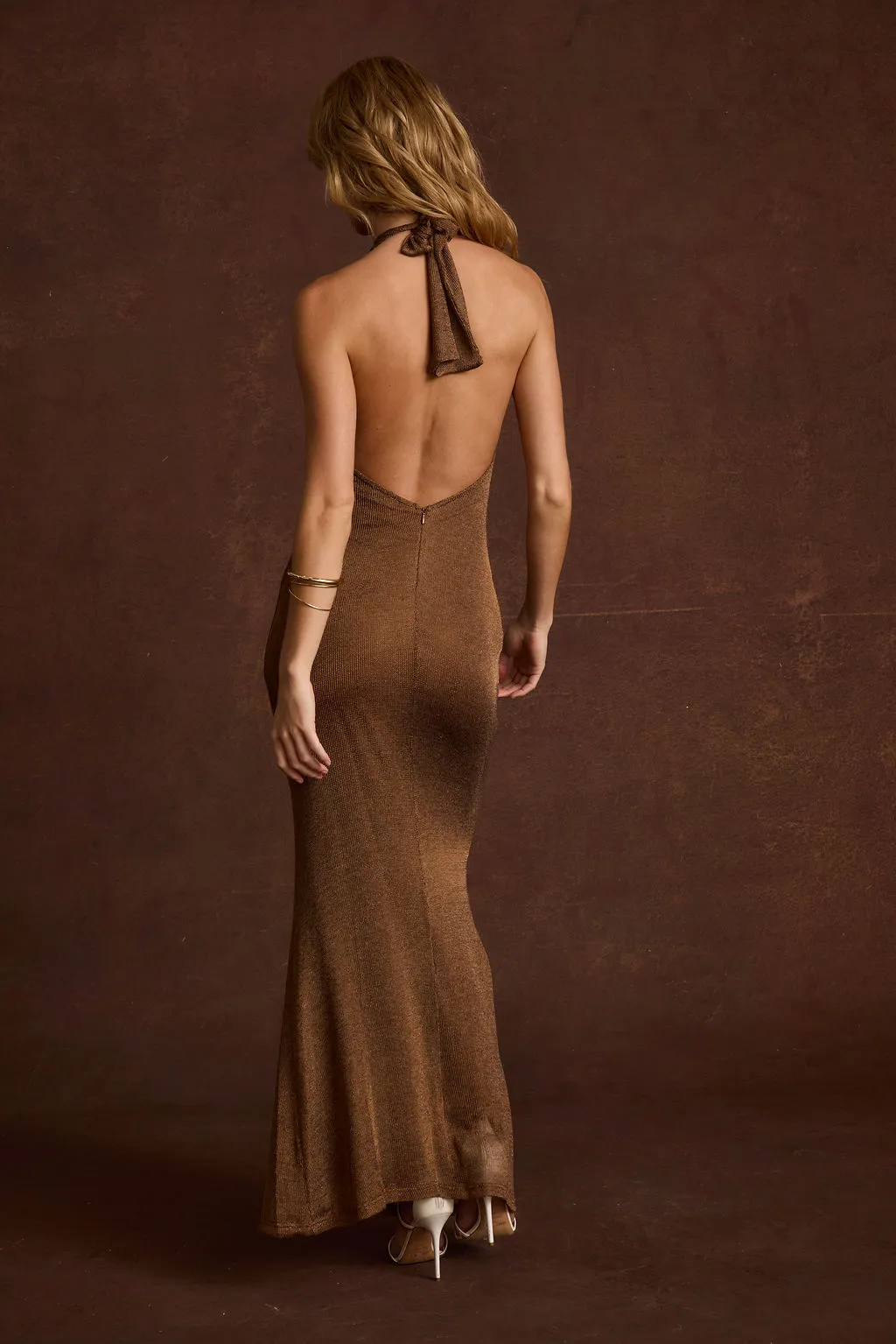 Marea Bronze Halter Maxi Dress sold by 12th Tribe product image thumbnail 2