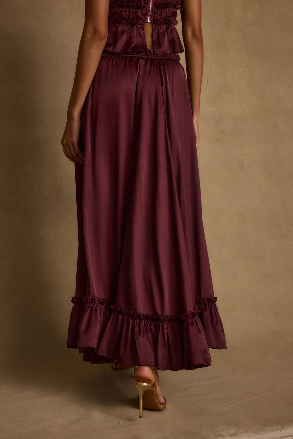 Dahlia Mulberry Satin Maxi Skirt sold by 12th Tribe product image thumbnail 3