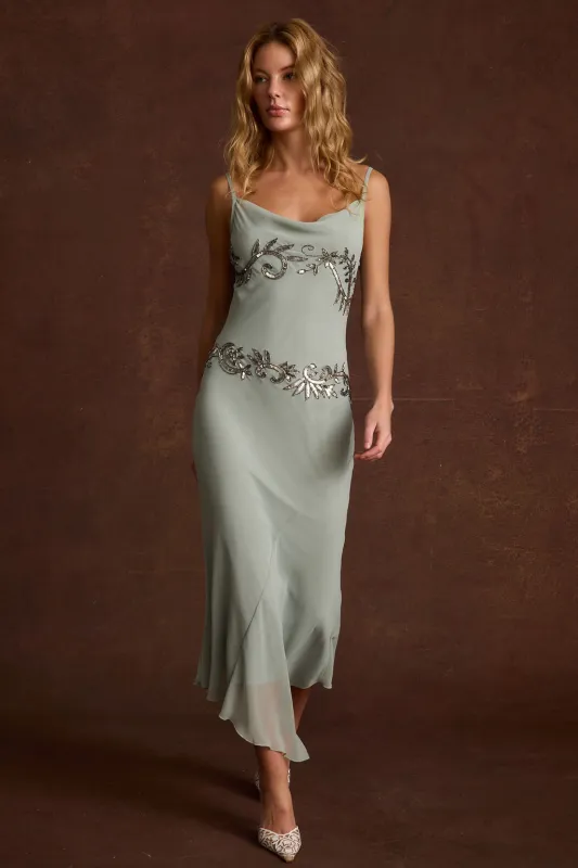 Amelie Blue Embellished Midi Dress made by 12th Tribe