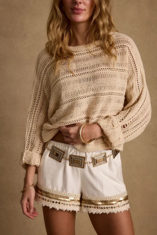 Marela Cream Crochet Sweater sold by 12th Tribe