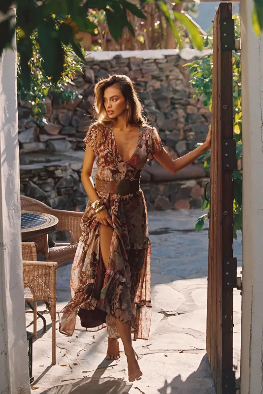 Sundance Rust Multi Printed Maxi Dress sold by 12th Tribe