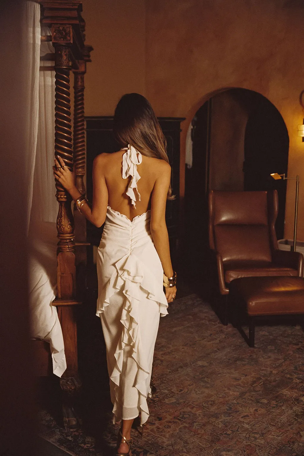 Aria Cream Halter Maxi Dress sold by 12th Tribe product image thumbnail 2