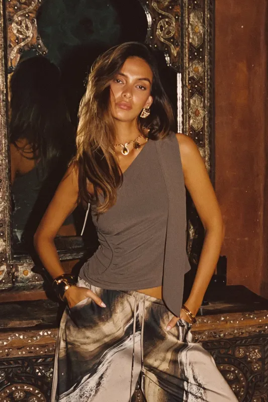 Ellery Olive One Shoulder Top made by 12th Tribe