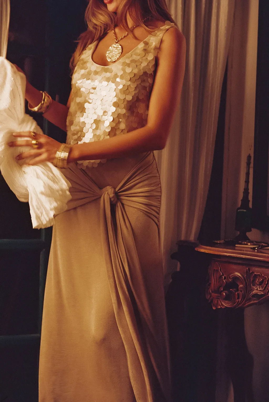 Almara Champagne Maxi Skirt sold by 12th Tribe product image thumbnail 4