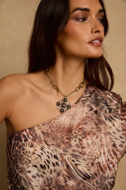 Delphine Gold Pendant Necklace sold by 12th Tribe