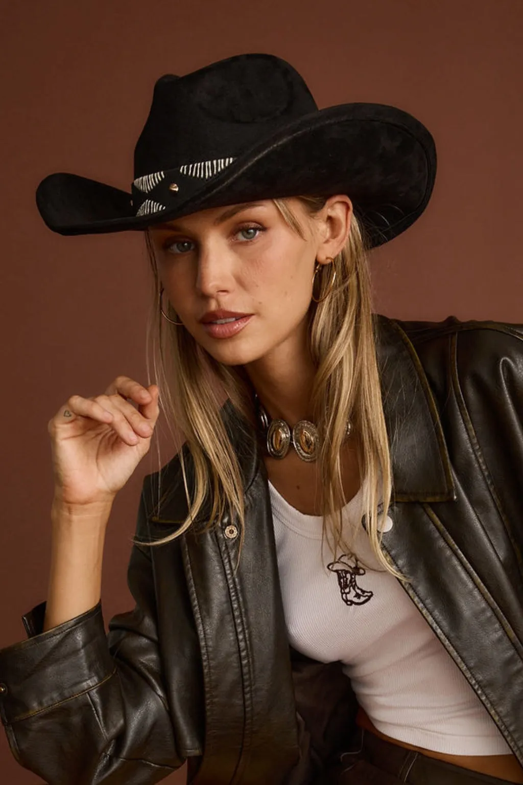 Talon Black Suede Cowboy Hat sold by 12th Tribe product image thumbnail 4