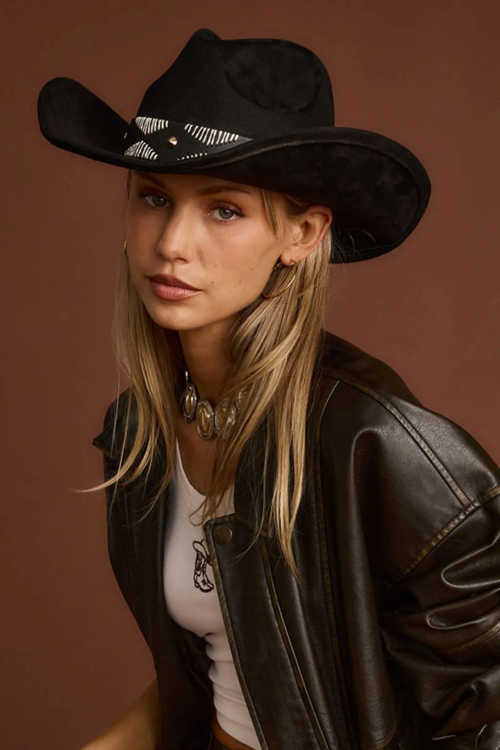 Talon Black Suede Cowboy Hat sold by 12th Tribe product image thumbnail 5