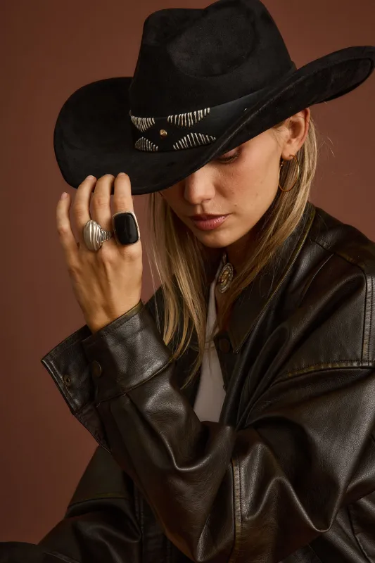 Talon Black Suede Cowboy Hat made by Fame