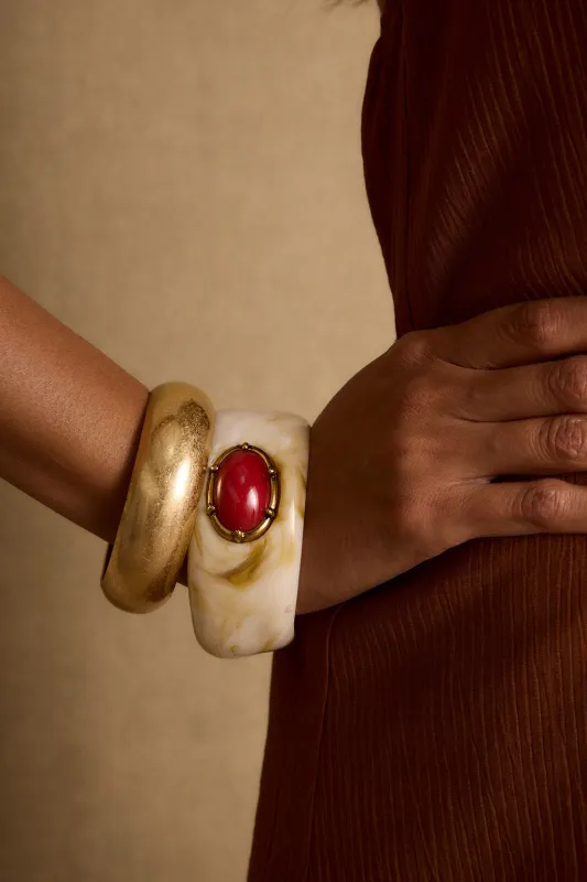 Solstice Gold and Stone Bangle Set made by 12th Tribe