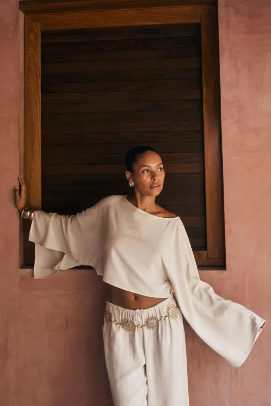 Clear Breeze White Linen Top made by 12th Tribe