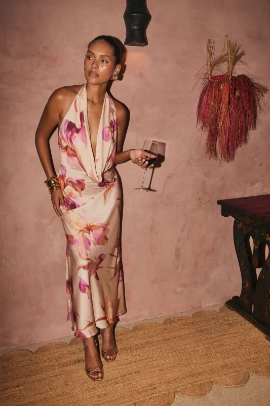 Valentina Light Pink Floral Maxi Dress made by Dress Forum