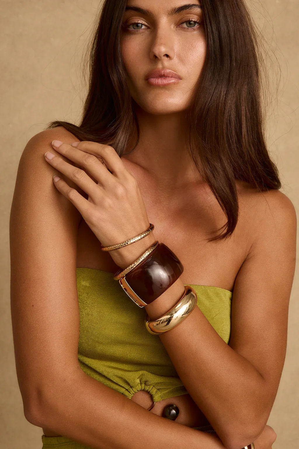 Tulum Tortoise and Gold Cuff sold by 12th Tribe