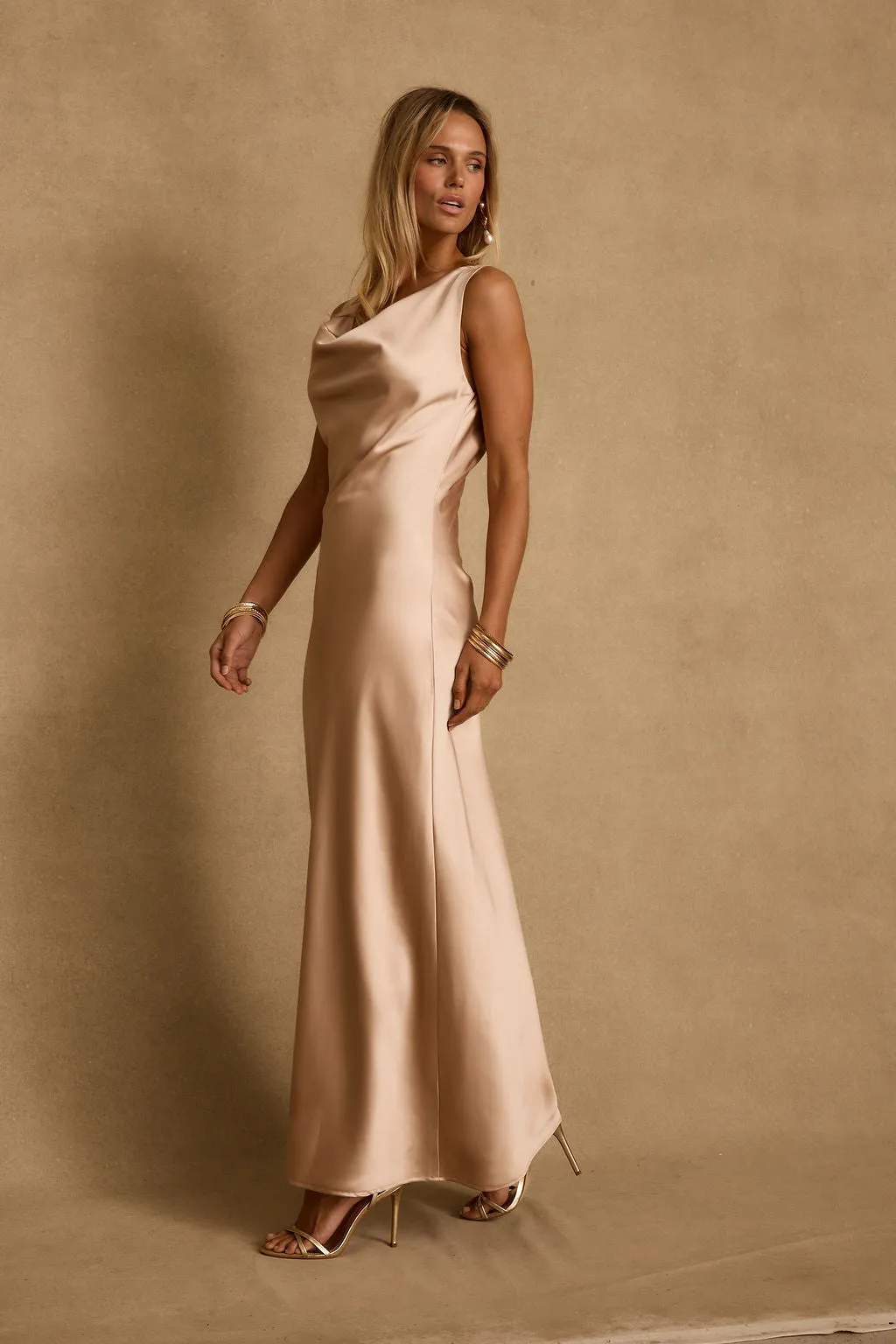 Dolce Champagne Satin Maxi Dress sold by 12th Tribe product image thumbnail 5