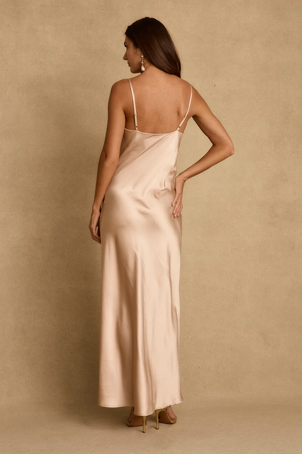 Mirabella Champagne Satin Maxi Dress sold by 12th Tribe product image thumbnail 3