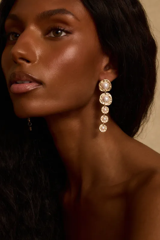 Olivia Gold and Pearl Earrings made by 12th Tribe