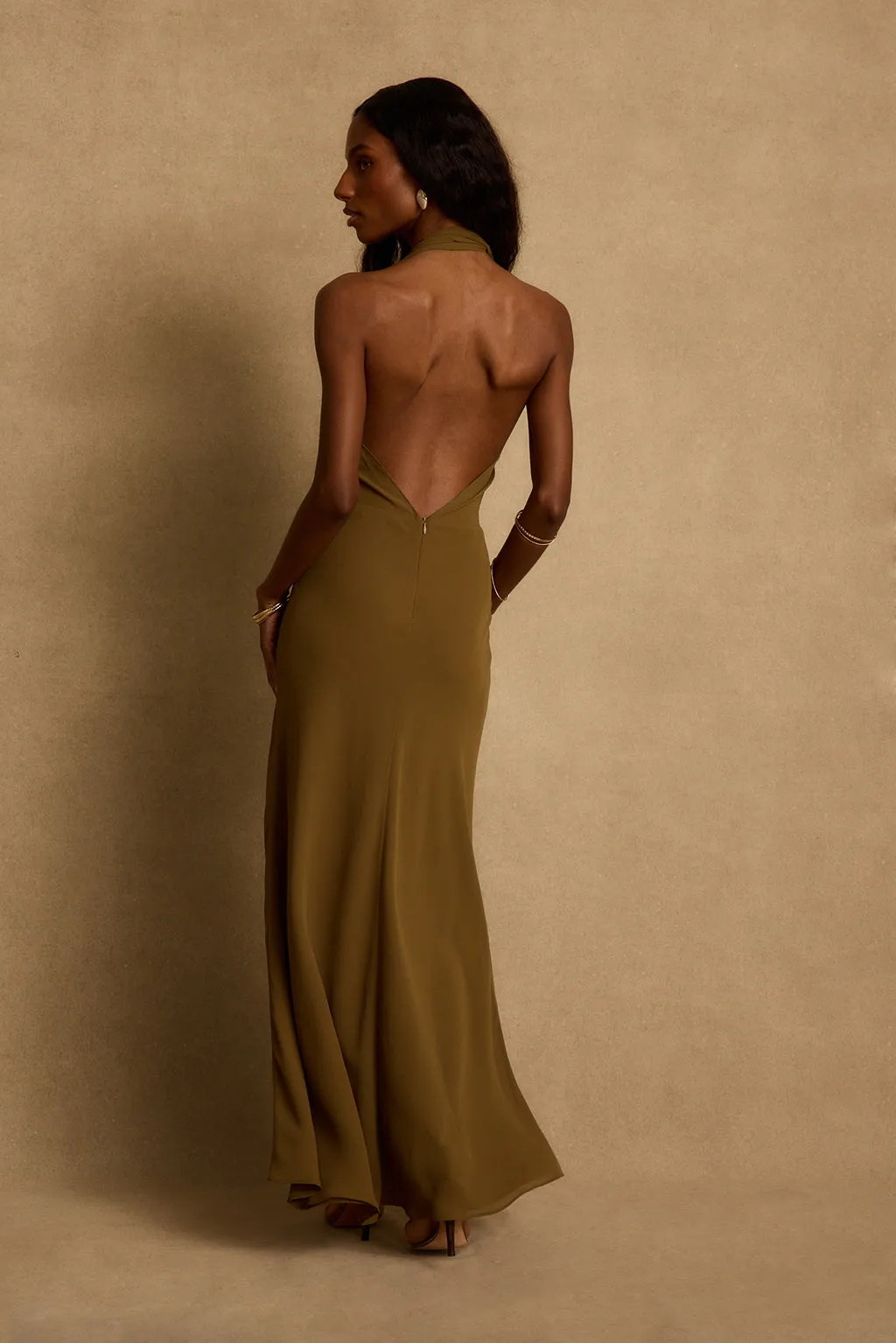 Zela Olive Cowl Maxi Dress sold by 12th Tribe product image thumbnail 3