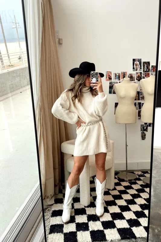 Beau White Sweater Dress made by 12th Tribe
