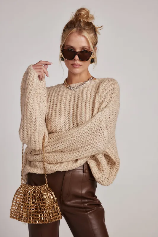 Slick Taupe Knit Sweater made by HYFVE