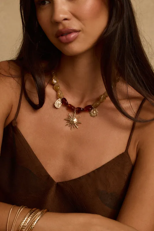 Novara Gold and Stone Charm Necklace made by 12th Tribe