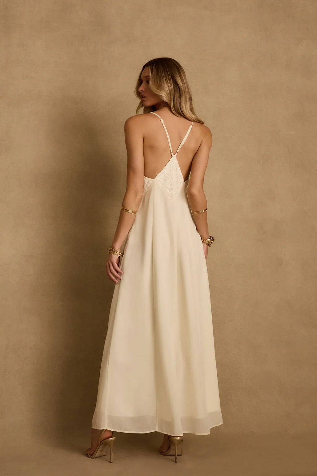Maya Cream Chiffon Maxi Dress sold by 12th Tribe product image thumbnail 2