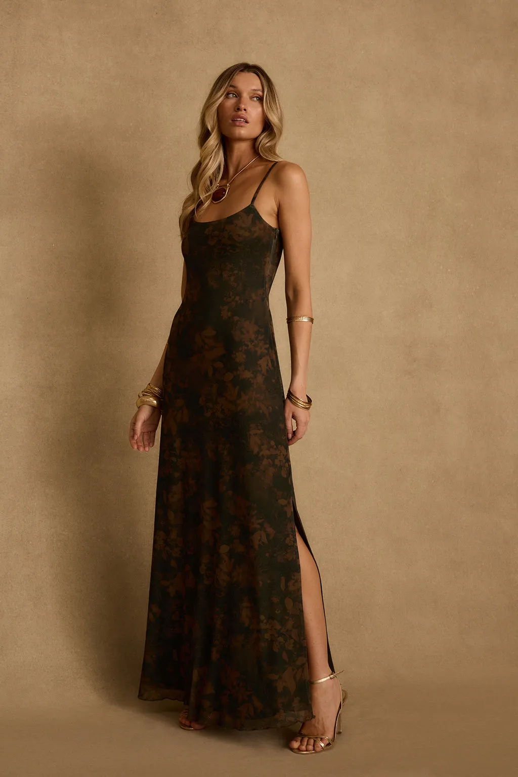 Amora Dark Floral Mesh Maxi Dress sold by 12th Tribe product image thumbnail 3