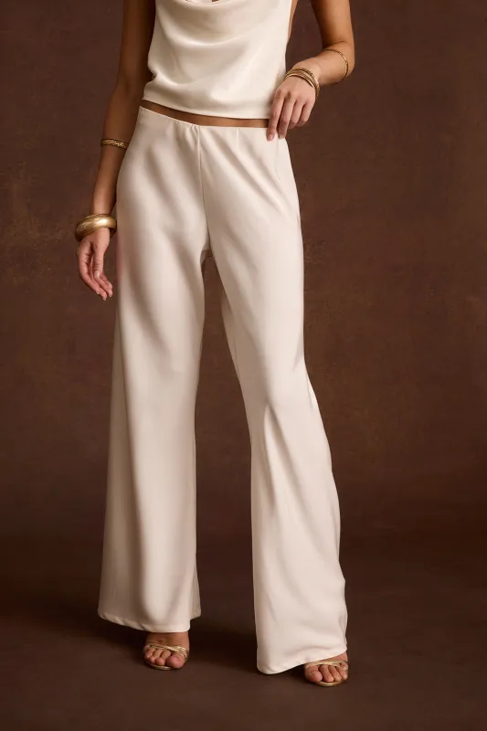 Sacha Ivory Satin Bias Pant made by 12th Tribe