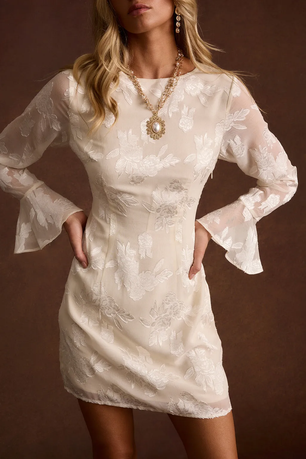 Marissa Ivory Floral Mini Dress sold by 12th Tribe