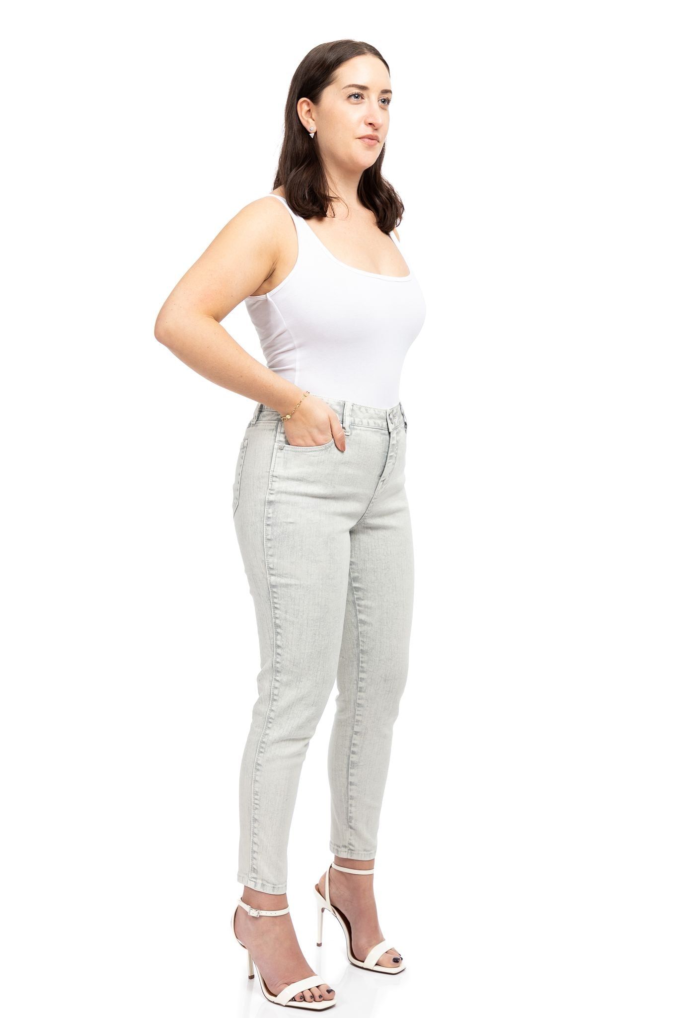 Petite 26" High-Rise Color Denim Ankle Skinny In Claude sold by 1822 Denim product image thumbnail 2