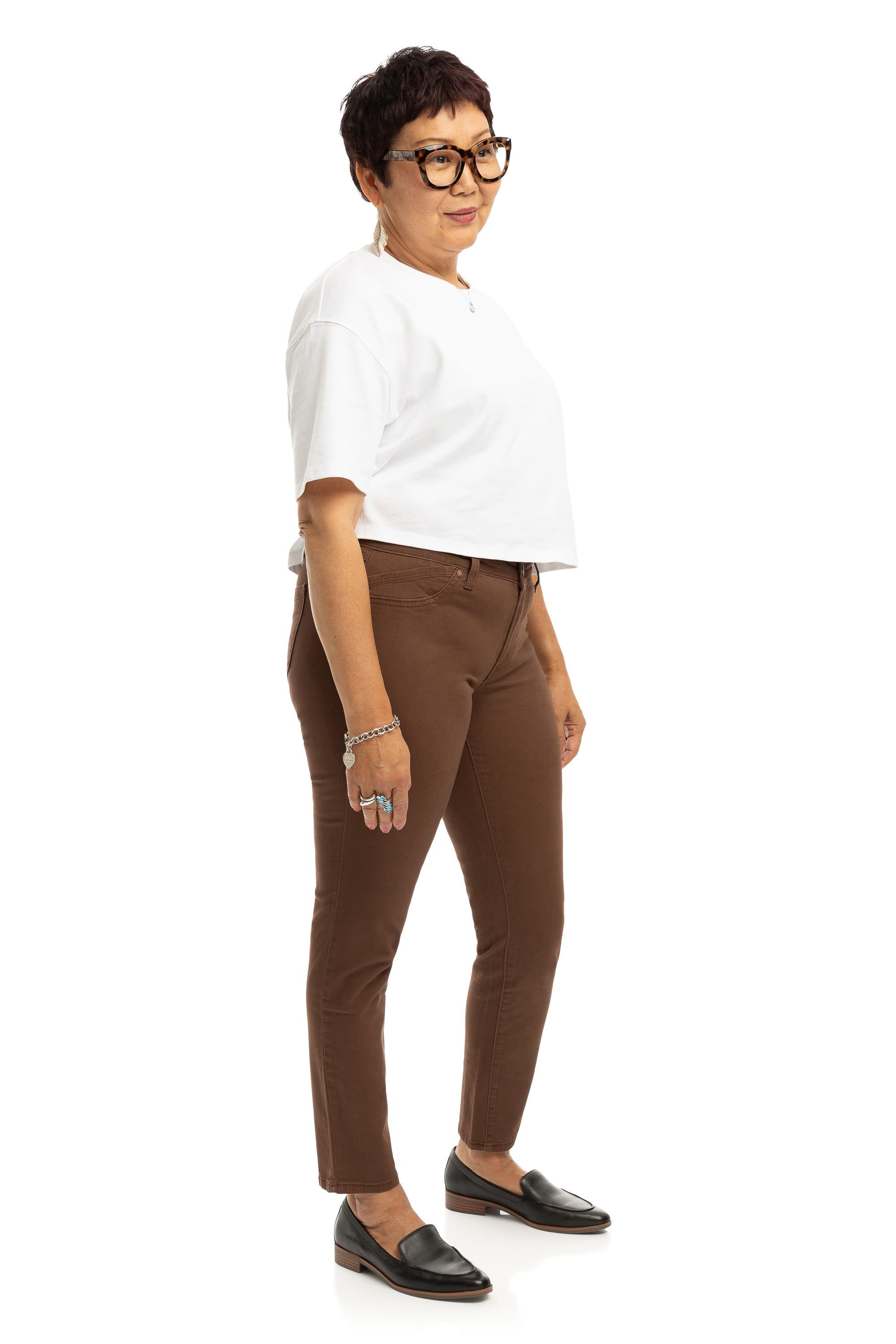 Curvy 28” Mid-Rise Twill Ankle Skinny in Chocolate sold by 1822 Denim product image thumbnail 2