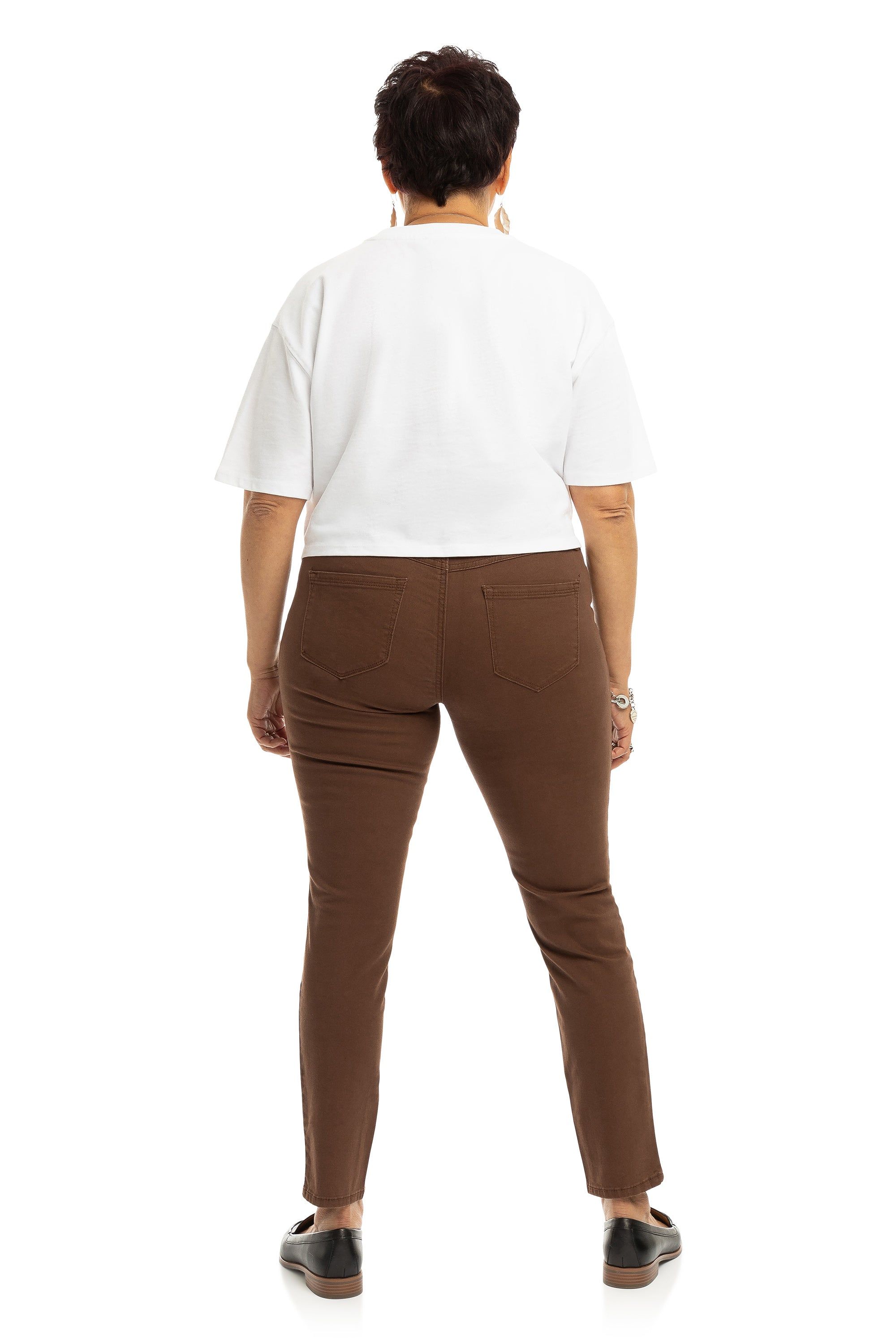 Curvy 28” Mid-Rise Twill Ankle Skinny in Chocolate sold by 1822 Denim product image thumbnail 3